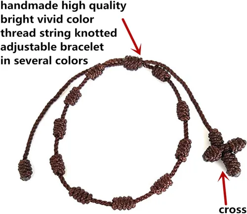Miniatura 2 de YouU 16 pulseras de cruz de rosario hechas a mano, Nailon