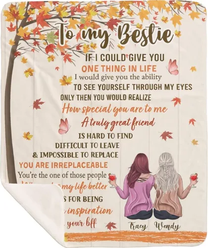Miniatura 12 de Manta de mejor amiga con nombre personalizable con texto en inglés «To My Bestie I Love You», regalo personalizado de cumpleaños y amistad