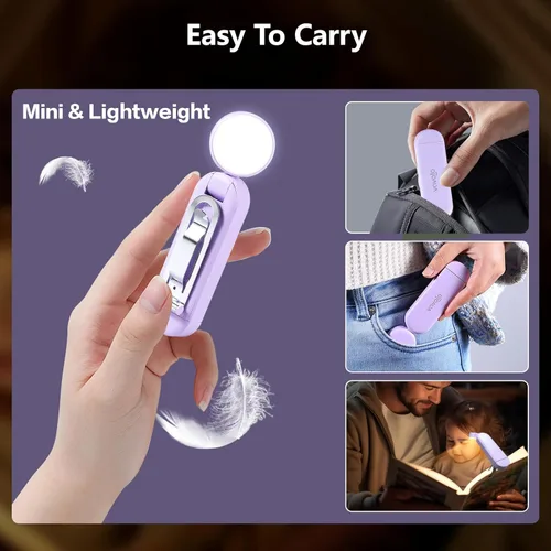 Miniatura 8 de VAVOFO - Luz de lectura recargable USB con clip, bloqueo de luz azul, luz de lectura con marcador de ámbar para gusanos de libros con cuidado