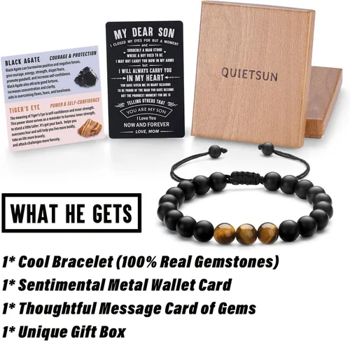 Miniatura 2 de Pulsera de ojo de tigreágata, regalos para papáhijonietonovioesposo en graduación, día del padre, aniversario, cumpleaños