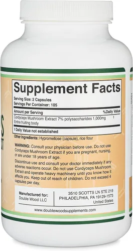Miniatura 3 de Cápsulas Cordyceps (extracto de hongo Cordyceps Sinensis) 210 unidades, suministro para 3.5 meses, 1,000 mg