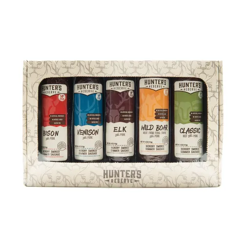 Miniatura 3 de Hunters Reserve, Taste of The Wild Summer Sausages, Hickory Smoked, 5 sabores de caza silvestres, paquete de regalo variado