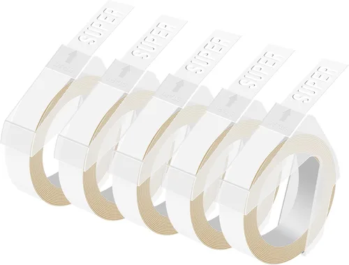 Miniatura 16 de USUPERINK Paquete de 5 etiquetas de plástico 3D compatibles con Dymo 520109, cinta blanca sobre negra, 0.354 in 3/8 pulgadas x 9.8 ft, 9.8 pies, uso