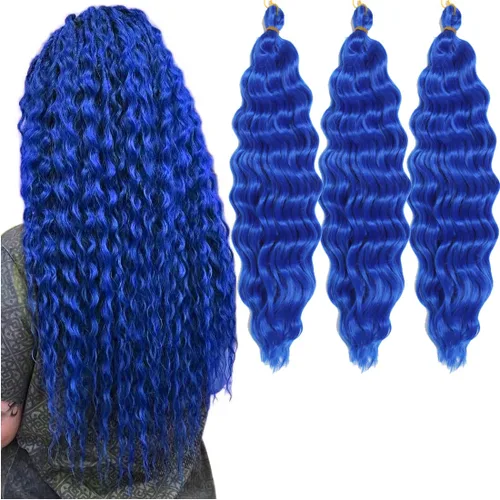 Miniatura 7 de Pelo de ganchillo Ocean Wave de 30 pulgadas, 3 paquetes de cabello trenzado de onda profunda, cabello rizado profundo con ganchillo para mujeres