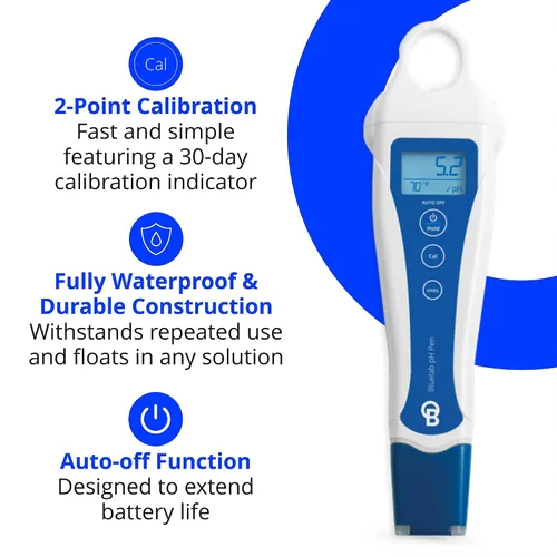 Miniatura 4 de Bluelab Medidor de pH Tipo Lápiz y Kit de Cuidado de Sonda con Suministros de Calibración, Solución de Almacenamiento y Cepillo, Probador Digital