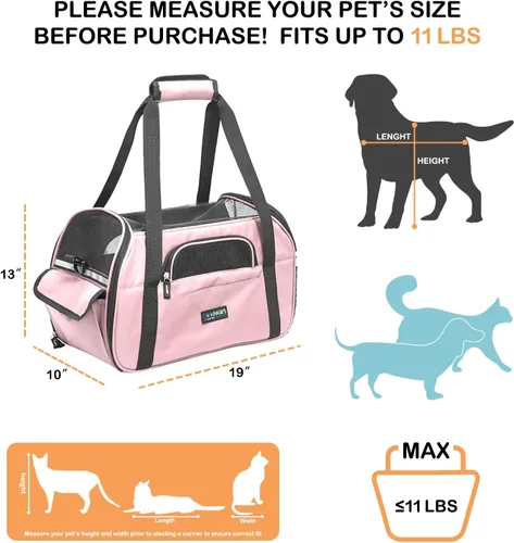Miniatura 2 de JESPET Transportín de Lados Suaves para Mascotas para Perros Pequeños, Gatos, Cachorros, Transportadores de Gatos y Perros Aprobados por Aerolíneas