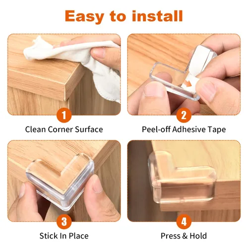 Miniatura 7 de Paquete de 20 protectores de esquina para bebé, protector de esquina transparente para muebles de esquina y borde, amortiguador para bordes de mesa