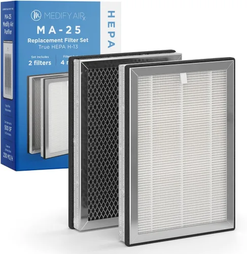 Medify MA-25 - Juego de filtros de repuesto originales para alérgenos, humo, incendios forestales, polvo, olores, polen, caspa de mascotas | 3 en 1