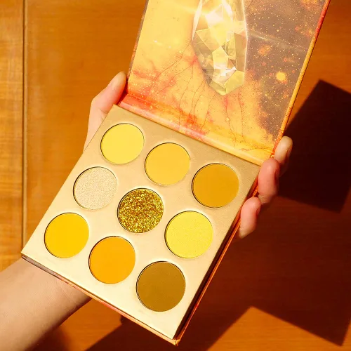 Miniatura 2 de Docolor Paleta de sombras de ojos de 9 colores, sombras de ojos amarillas, paletas de sombras de piedras preciosas, sombras altamente pigmentadas