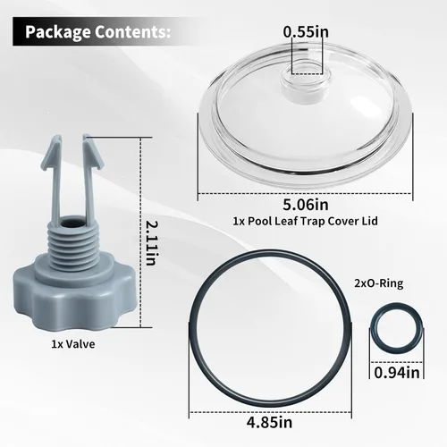 Miniatura 2 de SF80110-1 Tapa de la trampa de hojas de 5 pulgadas tiene junta tórica y válvula, apto para bomba de filtro de arena Intex de 12 pulgadas