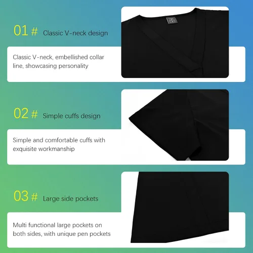 Miniatura 3 de niaahinn Conjunto de ropa quirúrgica clásica con cuello en V y pantalón deportivo de yoga, uniforme médico de enfermería