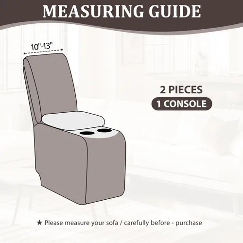 Miniatura 3 de ALIECOM Funda para Consola Central de Sillón Reclinable, Funda Elástica para Sofá Seccional Reclinable en Forma de L, Funda de Esquinas para Sofá