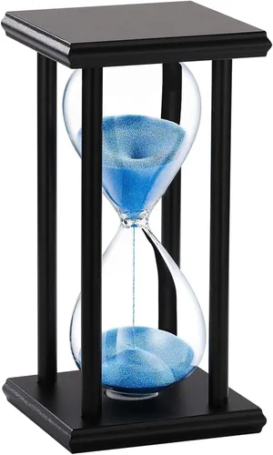 Miniatura 8 de SuLiao Reloj de Arena de Madera de 30 Minutos, Soporte de Madera Negro Temporizador de Arena, Reloj de Arena Negro de 30 Minutos, Antiguo Reloj