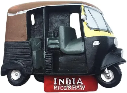 India 3D Tuktuk imán de nevera recuerdo turístico etiqueta engomada del viaje, imán del refrigerador de la India, colección de decoración del hogar