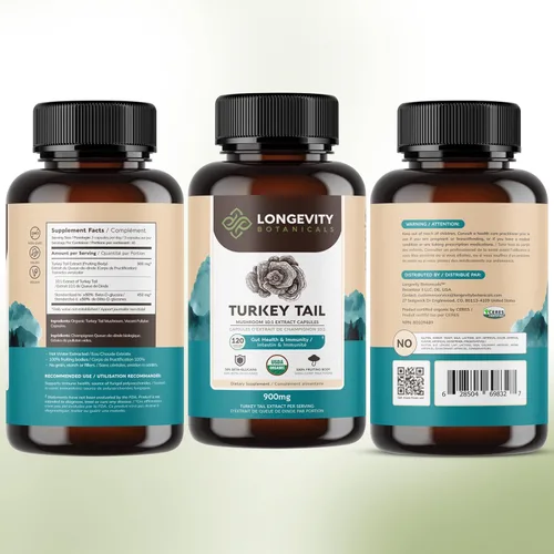 Miniatura 9 de Cápsulas orgánicas de hongo cola de pavo Extracto de suplemento de 120 unidades Trametes Versicolor Cuerpo fructífero ≥50% Beta-D-Glucanos 40