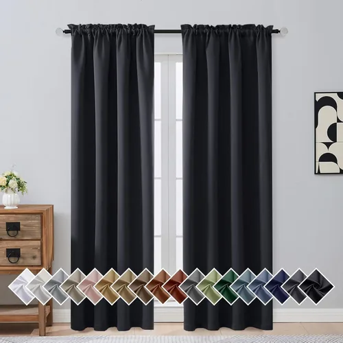 Miniatura 137 de OVZME Cortinas opacas turquesa para tratamiento de ventanas pequeñas, cortinas cortas con bloqueo de luz para ventana de cocina sobre el fregadero