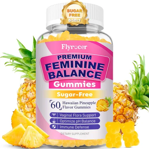 Gomitas de equilibrio femenino para mujer, gomitas de equilibrio de pH que apoyan la flora vaginal, la salud intestinal y el sistema inmunológico,
