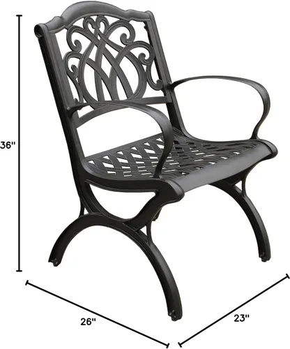 Miniatura 2 de Oakland Living Silla de comedor de patio negra de aluminio fundido tradicional al aire libre ornamentada