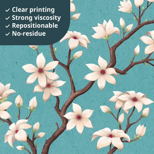 Miniatura 4 de DECOWALL SG4-2213 Pegatinas de pared de árbol de flores orientales calcomanías blancas flor de cerezo despegar y pegar dormitorio sala de estar