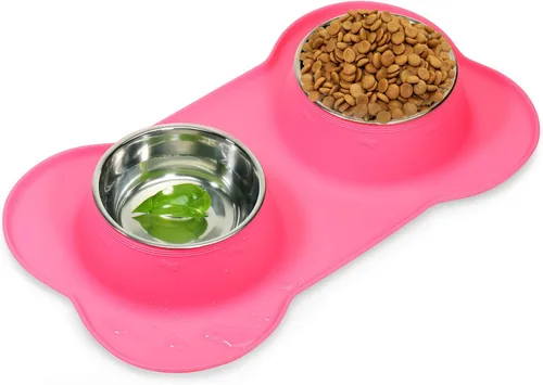 Miniatura 12 de AsFrost Cuencos para comida de perro de acero inoxidable Cuencos para mascotas y cuencos para agua de perro sin derrames ni deslizamiento, cuencos
