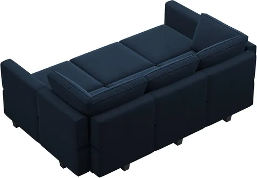 Miniatura 9 de Belffin - Sofá cama modular con otomanas, de terciopelo, reversible y con asiento con almacenamiento, color azul