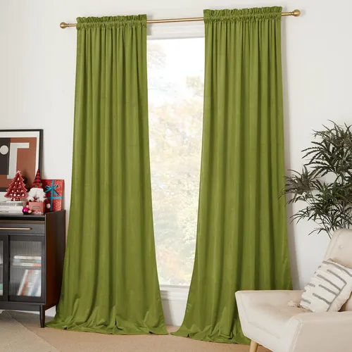 Miniatura 142 de NICETOWN Cortinas opacas de terciopelo extralargas negras de 120 pulgadas de largo para telón de fondo, cortinas de terciopelo con aislamiento Serie