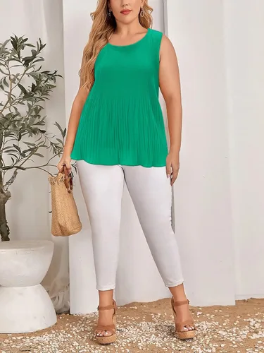 Miniatura 6 de Camiseta sin mangas de gasa para mujer, talla grande, sin mangas, de doble capa
