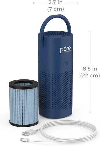 Miniatura 7 de Pure Enrichment® PureZone™ - Minipurificador de aire portátil, filtro True HEPA inalámbrico que limpia el aire y elimina el 99.97 % del polvo, Azul