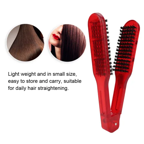 Miniatura 6 de Sh de doble cara, herramienta de peine para enderezar el cabello, herramientas en forma de V para peluquería casera [rojo]
