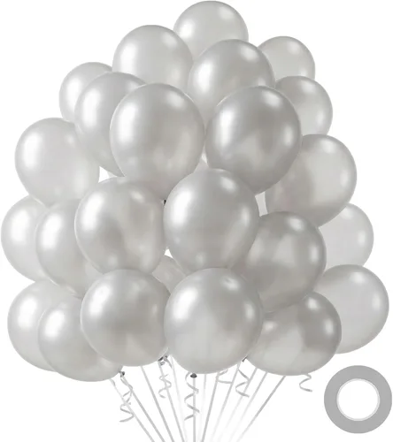 Miniatura 30 de LovesTown 110 globos de látex de 12 pulgadas con cinta para decoración de cumpleaños, baby shower, boda, fiesta, color azul (paquete de 2)