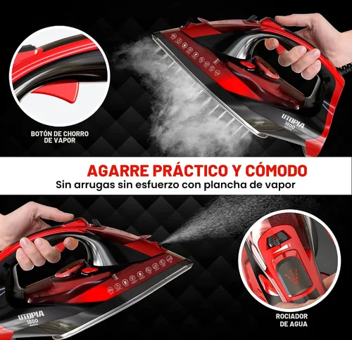 Miniatura 3 de Utopia Home Plancha de vapor para ropa, suela antiadherente, plancha de ropa de 1800 W con función de seguridad de apagado automático, control
