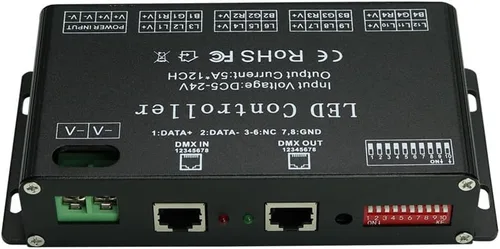 Miniatura 4 de AMKI Controlador de decodificador LED DMX 512 para controlador de atenuador de luz de tira de cinta RGB (12 canales)