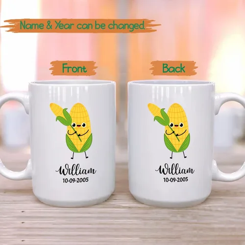 Miniatura 2 de Taza de café blanca personalizada con mano agitada de manzana con nombre de bebé, taza de cerámica personalizada para amantes de la fruta