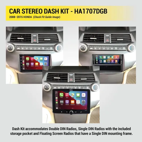 Miniatura 4 de Scosche HA1707DGB Kit de instalación de radio DIN doble o individual compatible con Honda 2008-15 seleccionada con control de clima de zona única