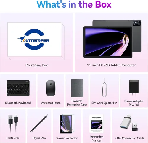 Miniatura 7 de Tablet Android 15 de 11 pulgadas 2025 Última actualización 16 GB RAM 128 GB ROM 1 TB Expandion 5G WiFi celular 21MP doble cámara Octa-core MTK8786.