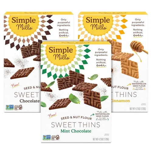 Miniatura 24 de Simple Mills Sweet Thins Cookies, harina de semillas y nueces, miel y canela, sin gluten, apto para paleo, aperitivos saludables, 4.25 onzas