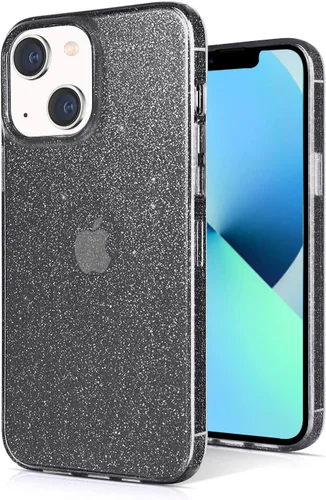 JJGoo Compatible con iPhone 13 Funda, Purpurina Suave TPU A Prueba de Golpes Protectora Parachoques Cubierta, Brillante Bling Brilloso Lindo Delgado