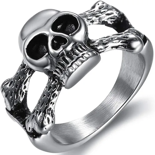 Jude Jewelers Anillo de motociclista retro vintage con calavera gótica de acero inoxidable para fiesta de cóctel, Metal