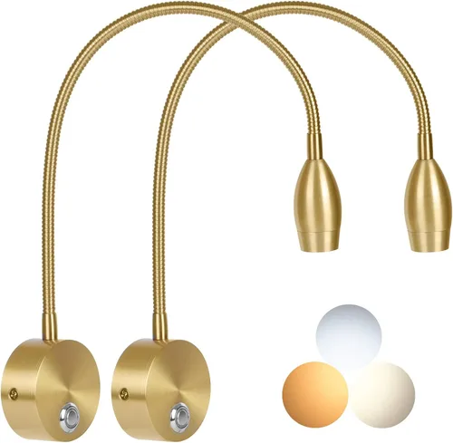 Miniatura 10 de Luz de Lectura de Mesita de Noche Adust, Lámpara de Lectura de Dormitorio, Luz de Lectura Minimalista de 3W LED con Atenuación Táctil, Temperatura