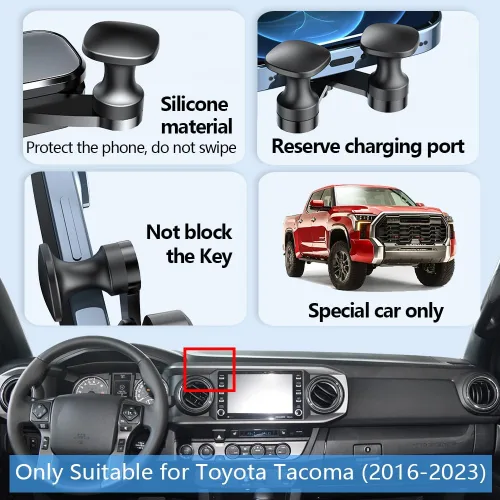 Miniatura 5 de Soporte para teléfono de automóvil para Toyota Tacoma 2016 2017 2018 2019 2020 2021 2022 2023 Accesorios de automóvil Decoración interior Soporte