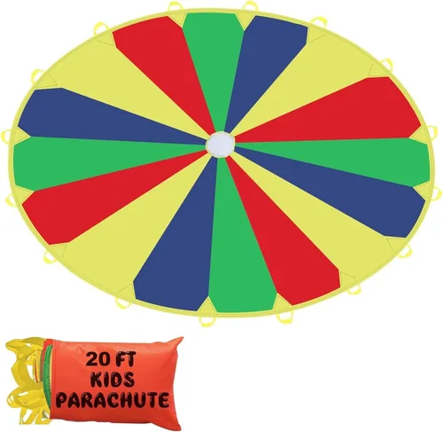 Miniatura 10 de Sonyabecca Juego de paracaídas para niños de 8 pies, 10 pies, 12 pies, 16 pies, 20 pies para 8 a 12 años, juego de fiesta para niños