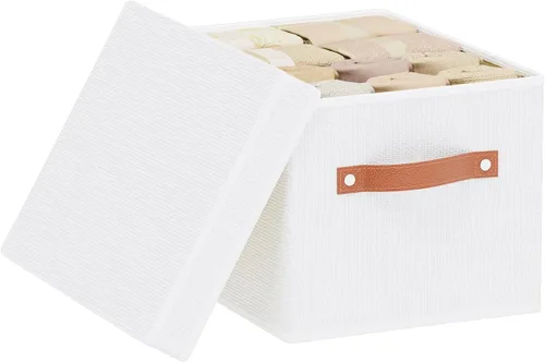 Miniatura 15 de Contenedor de almacenamiento plegable, caja de almacenamiento de 10.2 x 7.8 x 6.7 pulgadas con tapa, organizador de armario para organizar con asas