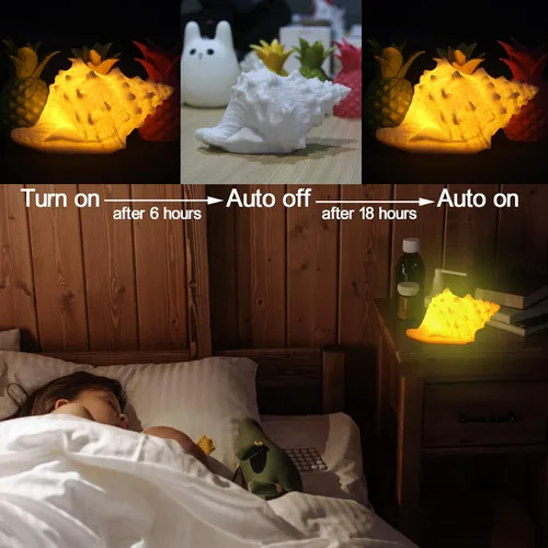 Miniatura 2 de Luz Nocturna de Concha - Luz Nocturna LED Alimentada por Batería para Habitación de Niños, Temporizador de Apagado Automático, Decoración Náutica
