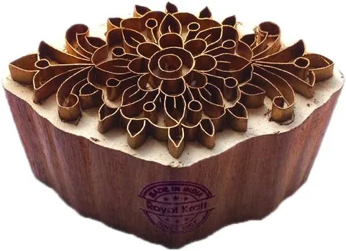 Miniatura 21 de Sello de Arcilla de Madera con Patrón de Loto de Latón para Impresión Rural BSCtag001