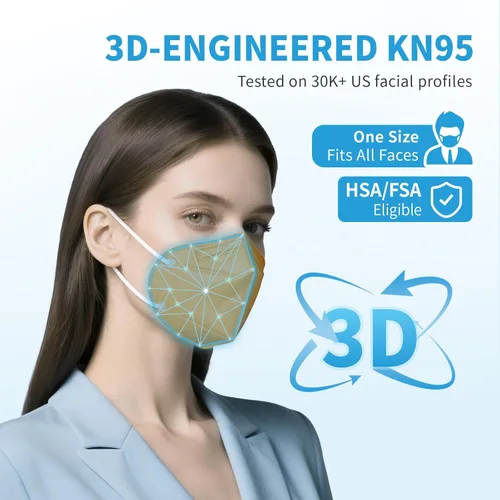 Miniatura 3 de akgk Mascarilla KN95 de 50 unidades, mascarillas de protección transpirable, mascarillas KN95 de 5 capas, máscaras de seguridad contra el polvo