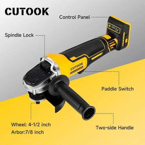 Miniatura 6 de Amoladora angular inalámbrica de 4-1/2 pulgadas compatible con batería DeWalt de 20 V, motor sin escobillas de 10000 RPM con 4 velocidades