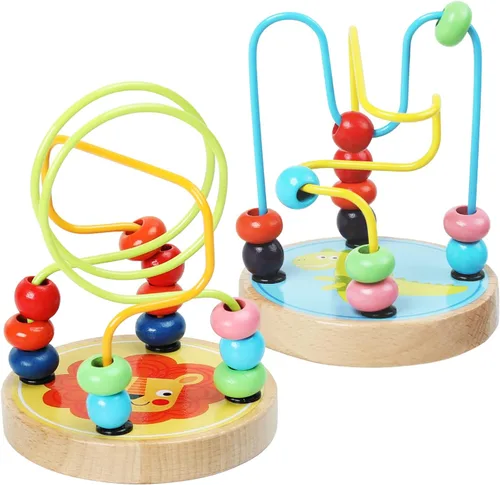 Juguete de laberinto de cuentas para niños pequeños, montaña rusa colorida de madera, juguetes educativos circulares, juguetes de aprendizaje