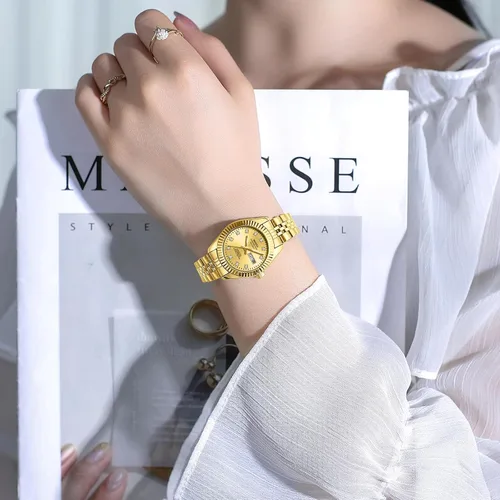 Miniatura 5 de NIBOSI Relojes para mujeres, reloj analógico de cuarzo, esfera de acero inoxidable con día y fecha, luminoso, impermeable, elegante, clásico