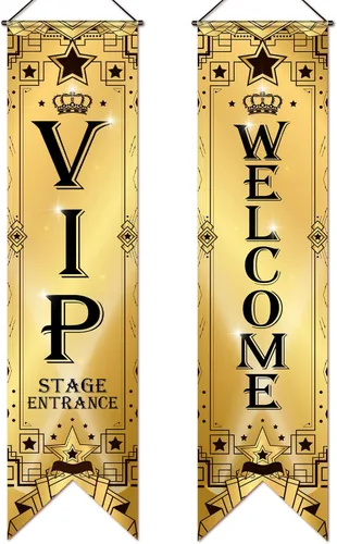 Miniatura 7 de Blulu - Decoraciones de fiesta VIP de los años 20, cartel de noche de cine VIP, cartel de porche para cine y ahora mostrando colgante, suministros