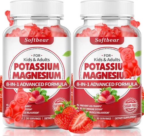 Miniatura 8 de softbear Gomitas de potasio para adultos, suplemento de magnesio y potasio de alta absorción con vitamina B6 para calambres en las piernas y salud